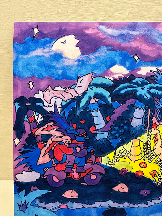 Acampante - Paisaje iluminado